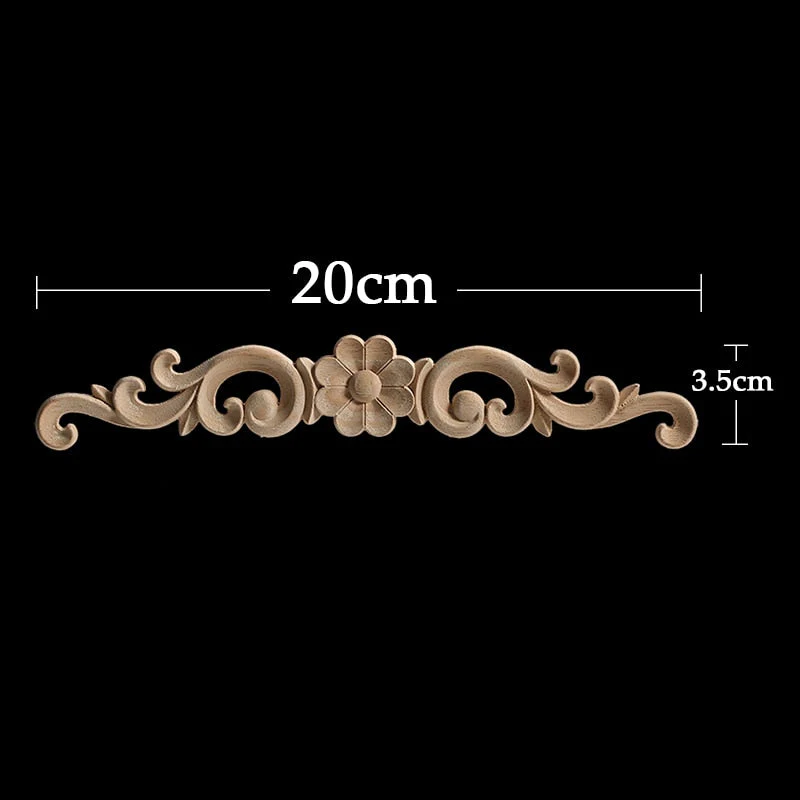 HULIANFU Long Rose Flower Exquisite Carving Natural Wood Appliques Furniture Wooden Mouldings Wmqe Vintage Unpainted Decoration Decal - Deanwangkt