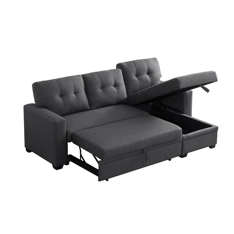 Upholstered Pull out Sectional Sofa with Chaise