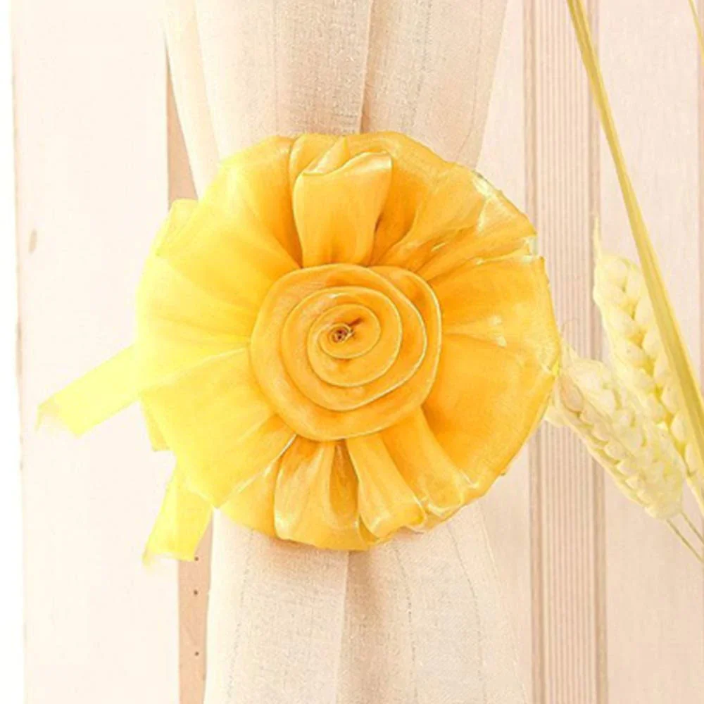 HULIANFU Modern Room Buckle Holder Magnetic Curtain Tieback Flower Strap Window Flower Curtain Tieback Clip-on Rose Tie Holder Decor - Deanwangkt