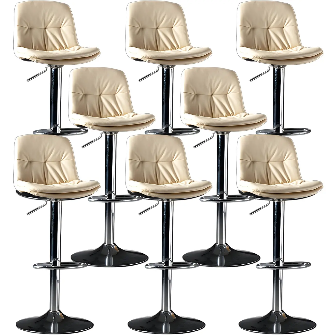 Adjustable Leather Low Back Swivel Bar Stool