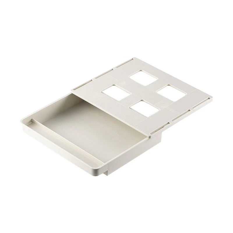 HULIANFU Under Desk Drawer Adhesive Storage Box For Office Pen Holder Hidden Sorting Box Kitchen Knife Fork Storage Tray Organizer - Deanwangkt
