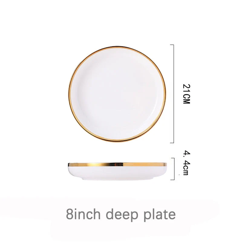 HULIANFU White Porcelain Plates for Food Dinner Set Dishes Salad Soup Bowl Ceramic Plates and Bowls Set Tableware Set Service for 4/6/8 - Deanwangkt