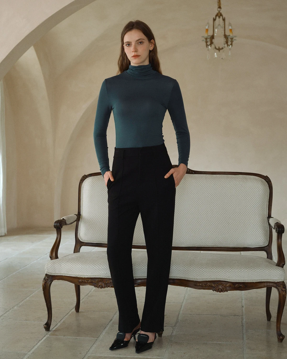 Wool-Blend Heat-Locking Warm Turtleneck Long-Sleeve Base Layer for Women, Lightweight Versatile Slim-Fit Stretchy Soft Inner Top