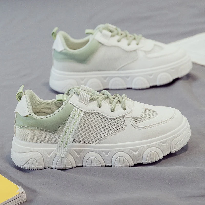 Designer Platform Running Sneakers Women  Tennis shoes Woman Walking Chunky Sneakers white Casual Slip on Vulcanized Shoes - Deanwangkt