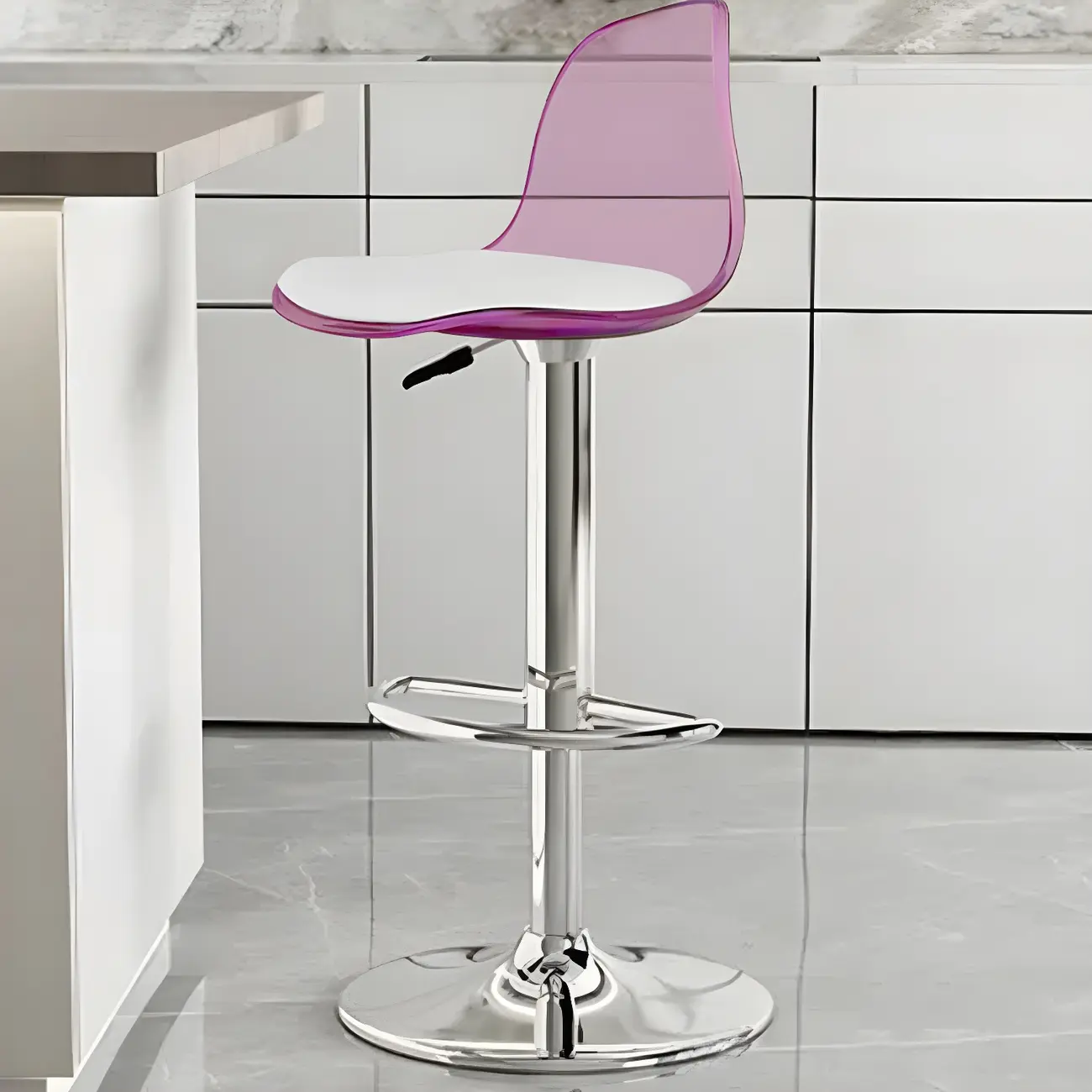 Modern Swivel Cushioned Acrylic Bar Stools with Backs