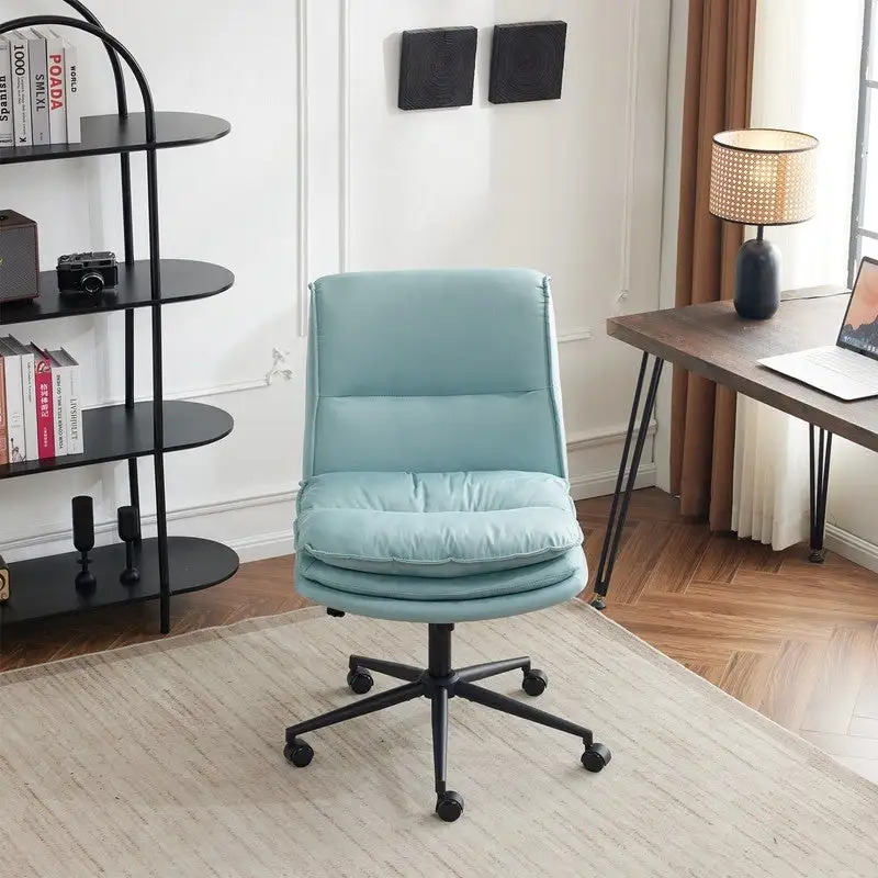 Upholstered Armless Polyester Fiber Task Office Chair With Wheels