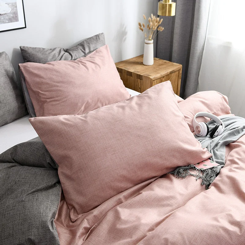 HULIANFU North America Plain AB Double-sided Design Duvet Cover Set King Queen Size Double Bed Quilts Covers Comforter Cover Bedding Sets - Deanwangkt