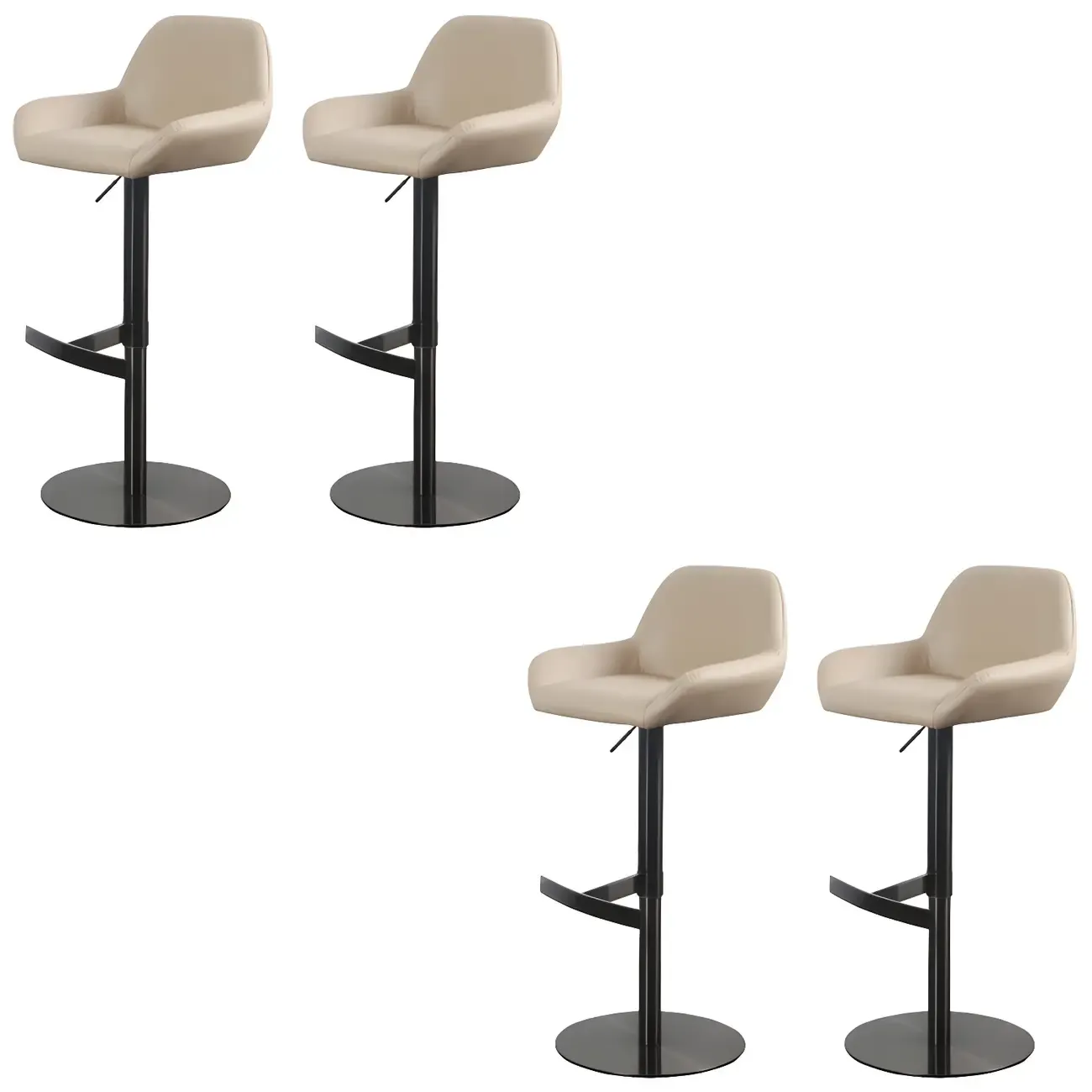 Glossy Metal Bucket Swivel Adjustable Bar Stools