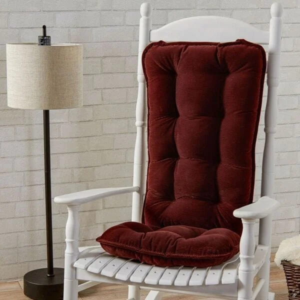 Wine 2-Piece Reversible Corduroy Jumbo Rocking Chair Cushion Set