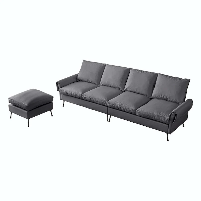 104.5Modern Technical leather L-Shaped Sofa with Ottoman