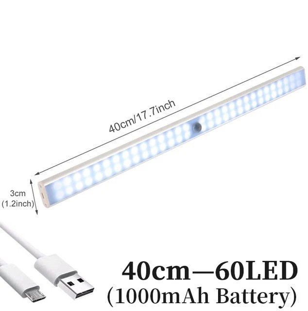 HULIANFU Rechargeable LED Under Cabinet Lighting Closet Light Motion Sensor Kitchen Night Wardrobe With Magnetic Strip For Stairs Bedroom - Deanwangkt