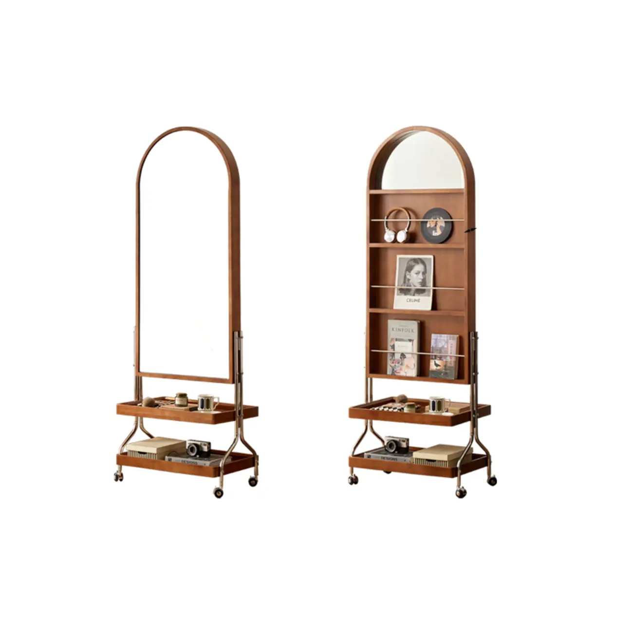 Modern Oak Wood Vertical Closed Back Bookcase