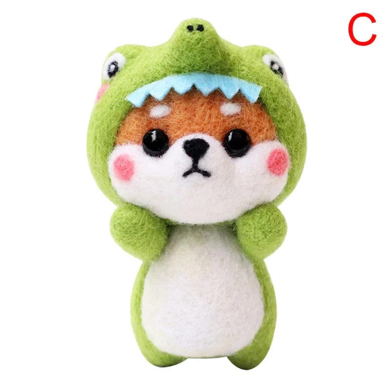 HULIANFU Non-Finished Felt Kit Cute Animal Collection Panda Squirrel Cat Penguin Doll Wool Felt Poked Kitting DIY Felting Materials - Deanwangkt