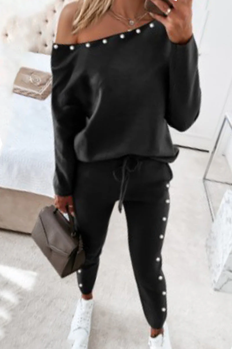hulianfu Casual Street Solid Patchwork V Neck Long Sleeve Two Pieces(4 Colors) - Deanwangkt