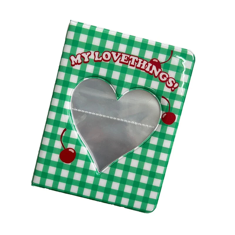 HULIANFU Kpop Card Binder 3inch Photo Album Hollow Love Heart Model Photocard Holder Plaid Album Instax Mini Album For Cards Collect Book - Deanwangkt