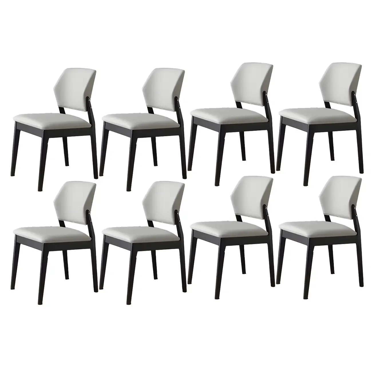 Modern Wood Faux Leather Beige Low Back Dining Chair