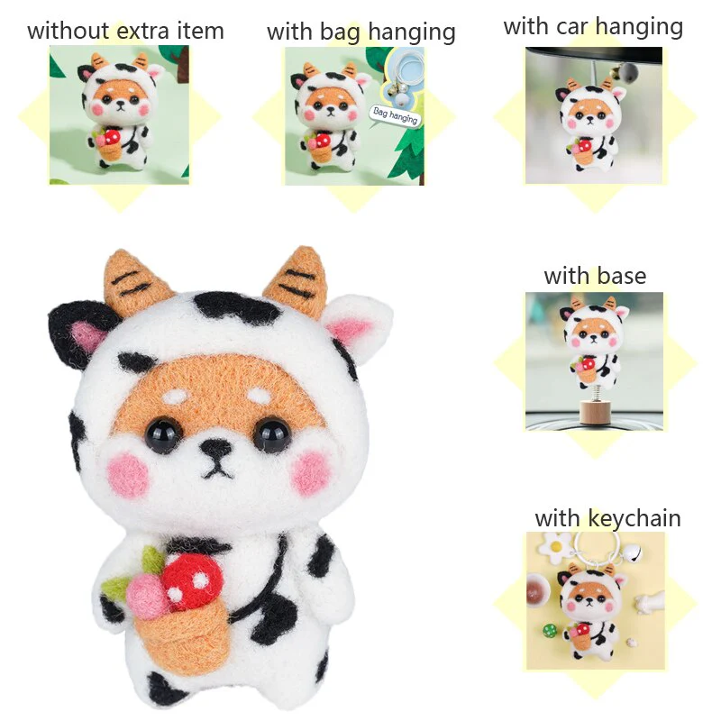HULIANFU LMDZ Fashion Lovely Wool Felting Fabric Materials Handcraft Needle Felting Kit Doll Twelve zodiac for Needle Material Bag Pack - Deanwangkt
