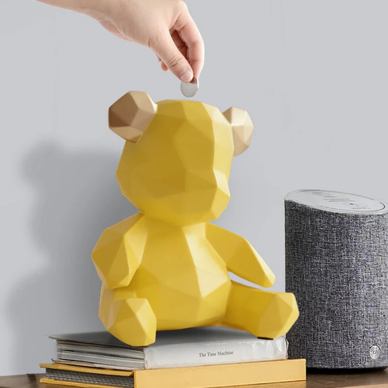 HULIANFU Piggy Bank Teddy Bear Figurines Money Box Gift Wedding Storage Box Money For Children Coins Holders Box Kids Toy Coin Bank - Deanwangkt