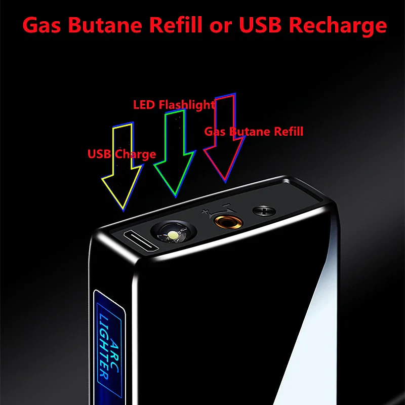HULIANFU New Windproof Metal Dual Plasma Arc Lighter Jet USB Torch Lighter Gas Electric Butane Chargeable Pipe Cigar Lighter Gadgets - Deanwangkt