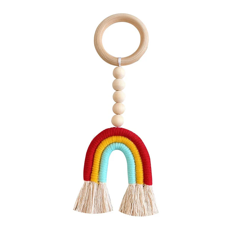 HULIANFU Macrame Rainbow Wall Hanging Decoration Boho Home Decor Party Supplies Baby Shower Dorm Kid Room Bead Tassels Ornaments - Deanwangkt