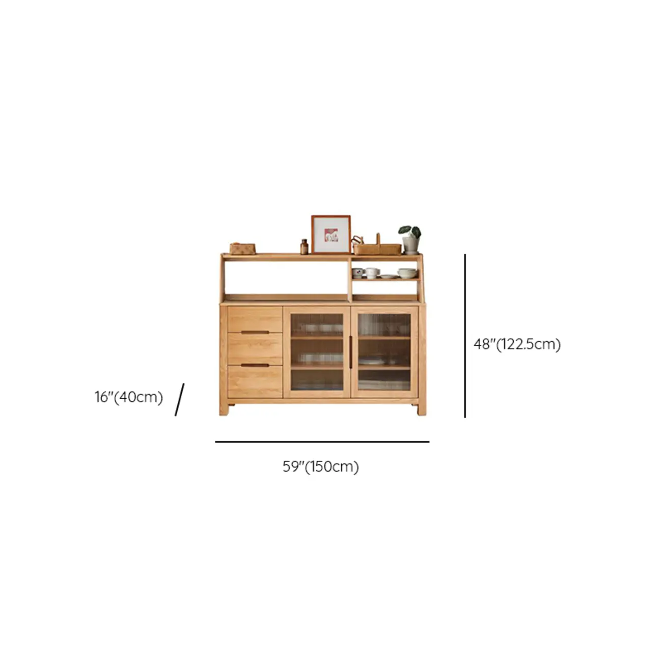 Modern Wood Sideboard with Shelves and Drawers