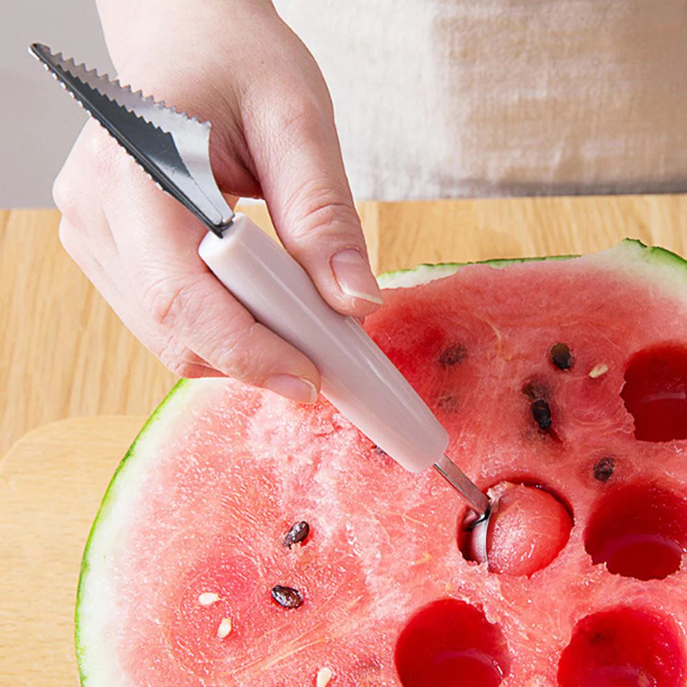 HULIANFU Kitchen Accessories Dual-head Stainless Steel Carving Knife Fruit Watermelon Ice Cream Baller Scoop Stacks Spoon Home gadgets - Deanwangkt