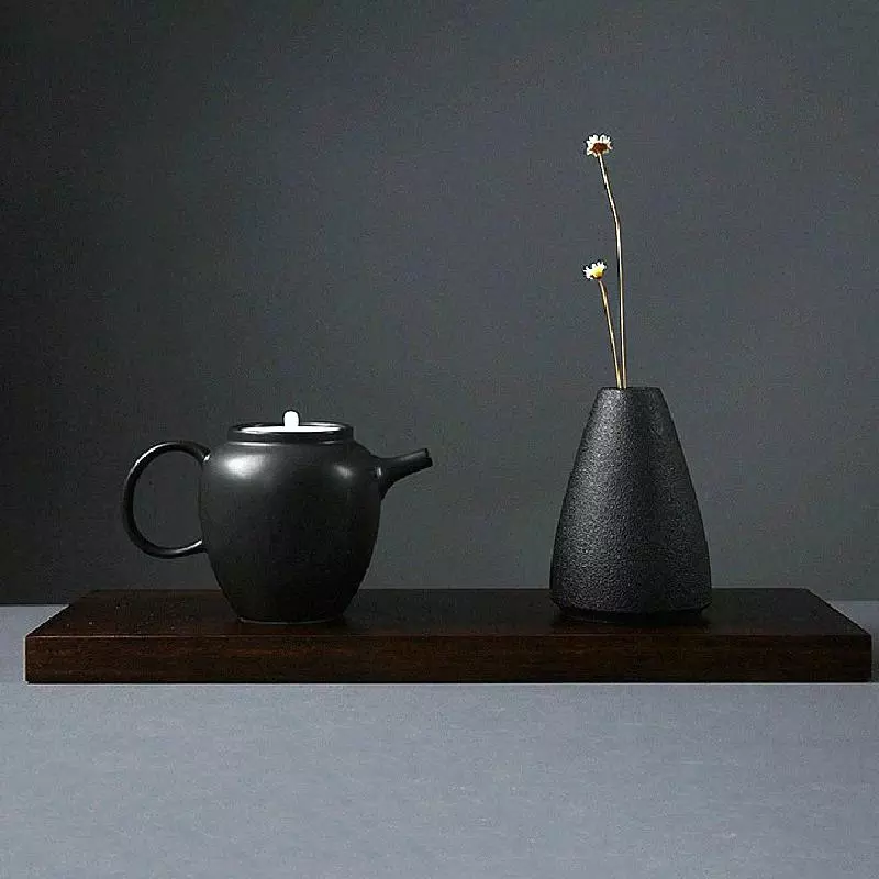HULIANFU New Black Ceramic Small Vase Home Decoration Crafts Tabletop Ornament Simplicity Japanese-style Decoration - Deanwangkt