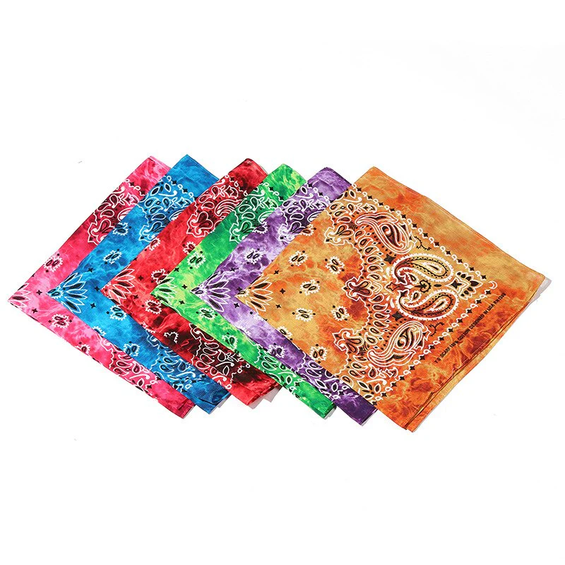 HULIANFU Tie Dye Bandana Cotton Paisley Bandanas Headbands Cowboy Handkerchiefs for Men and Women Colorful Hip-Hop Cycling Outdoor - Deanwangkt