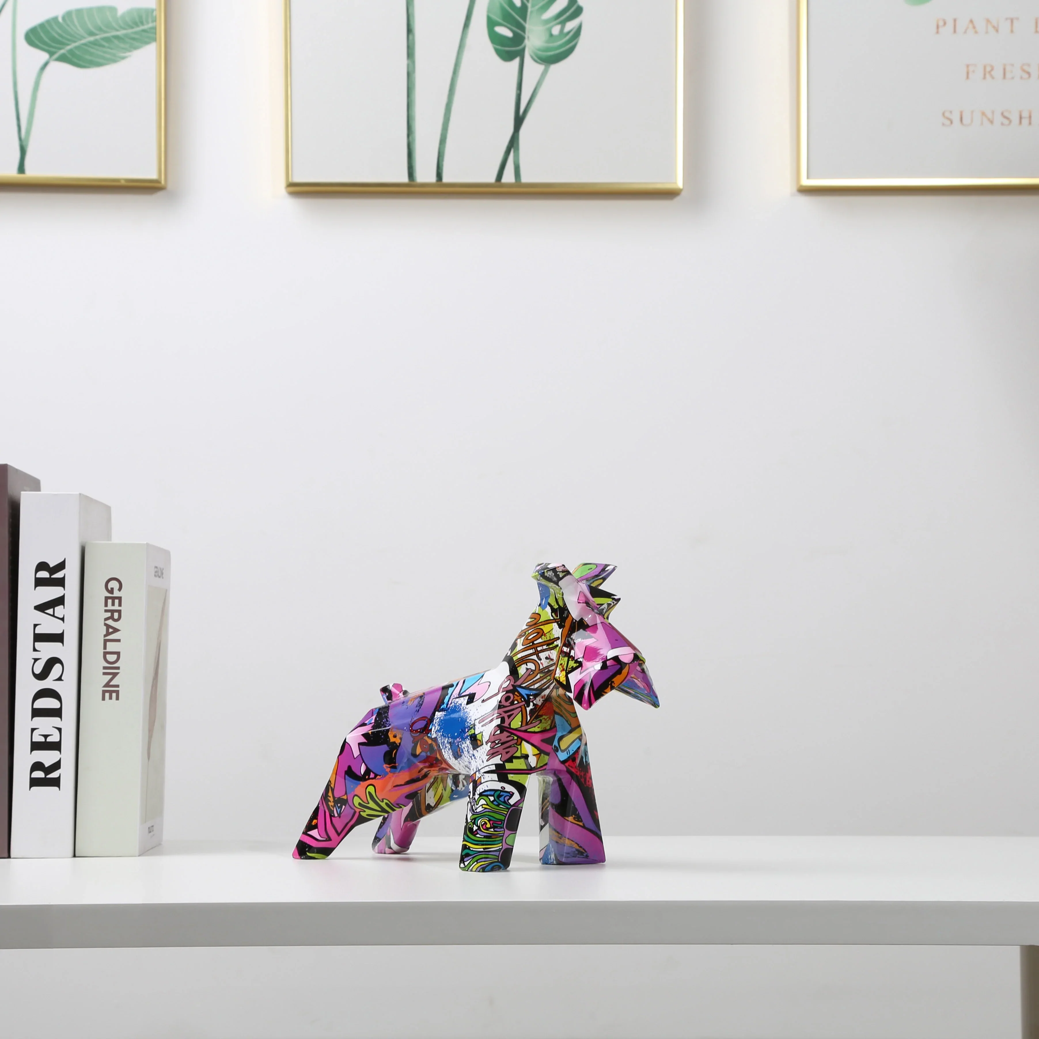 HULIANFU Nordic Painting Art Graffiti Schnauzer Creative Resin Crafts Home Decoration Wine Cabinet Office Decor Resin Crafts Gift Anime - Deanwangkt