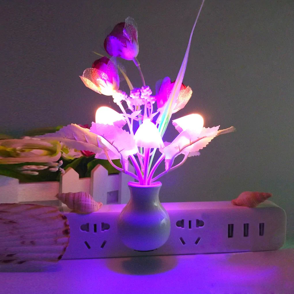 HULIANFU Novelty Night Light US Plug Induction Dream Mushroom Fungus Luminaria Lamp 220V 3 LED Mushroom Lamp led night lights - Deanwangkt