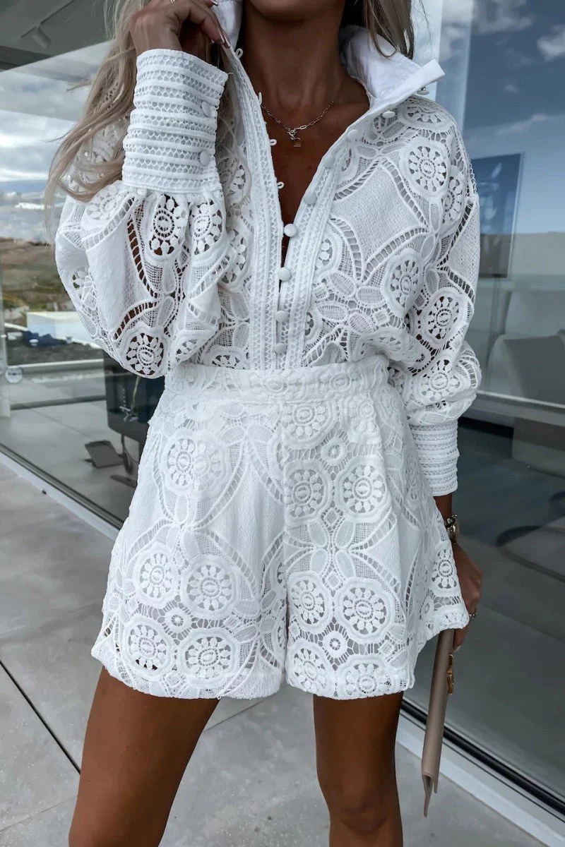 hulianfu Casual Solid Buckle Mandarin Collar Long Sleeve Two Pieces - Deanwangkt