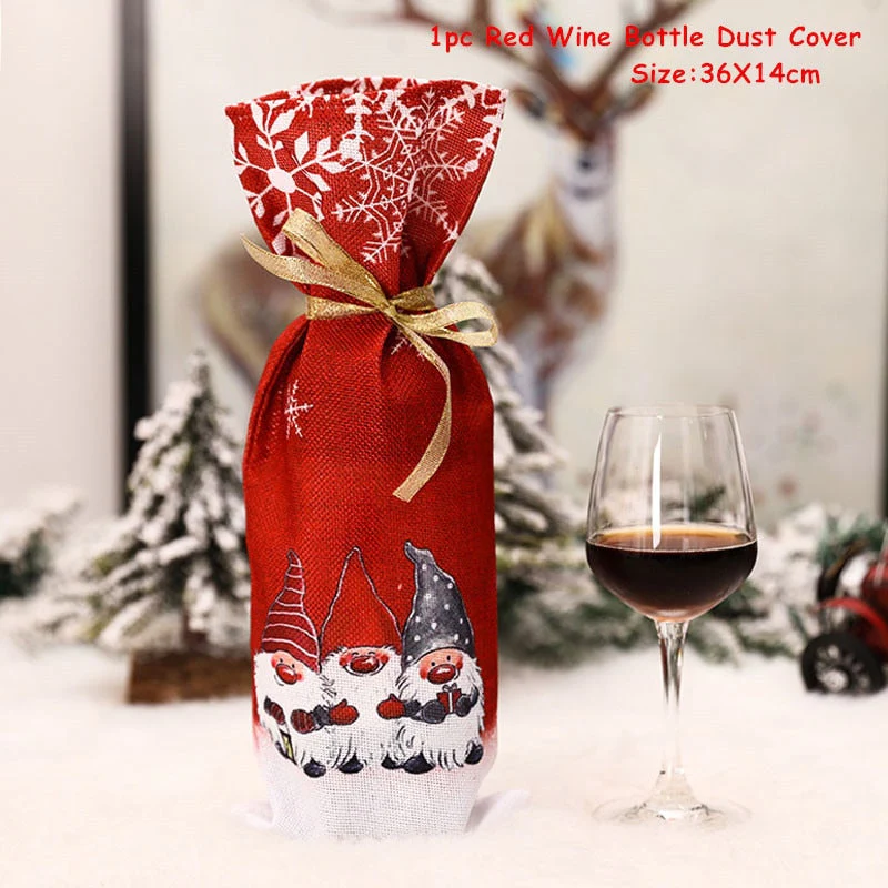 HULIANFU   Xmas Wine Bottle Dust Cover Noel Navidad Christmas Decoration for Home Dinner Decor Christmas Gift Tree Ornament New Year 2026 - Deanwangkt
