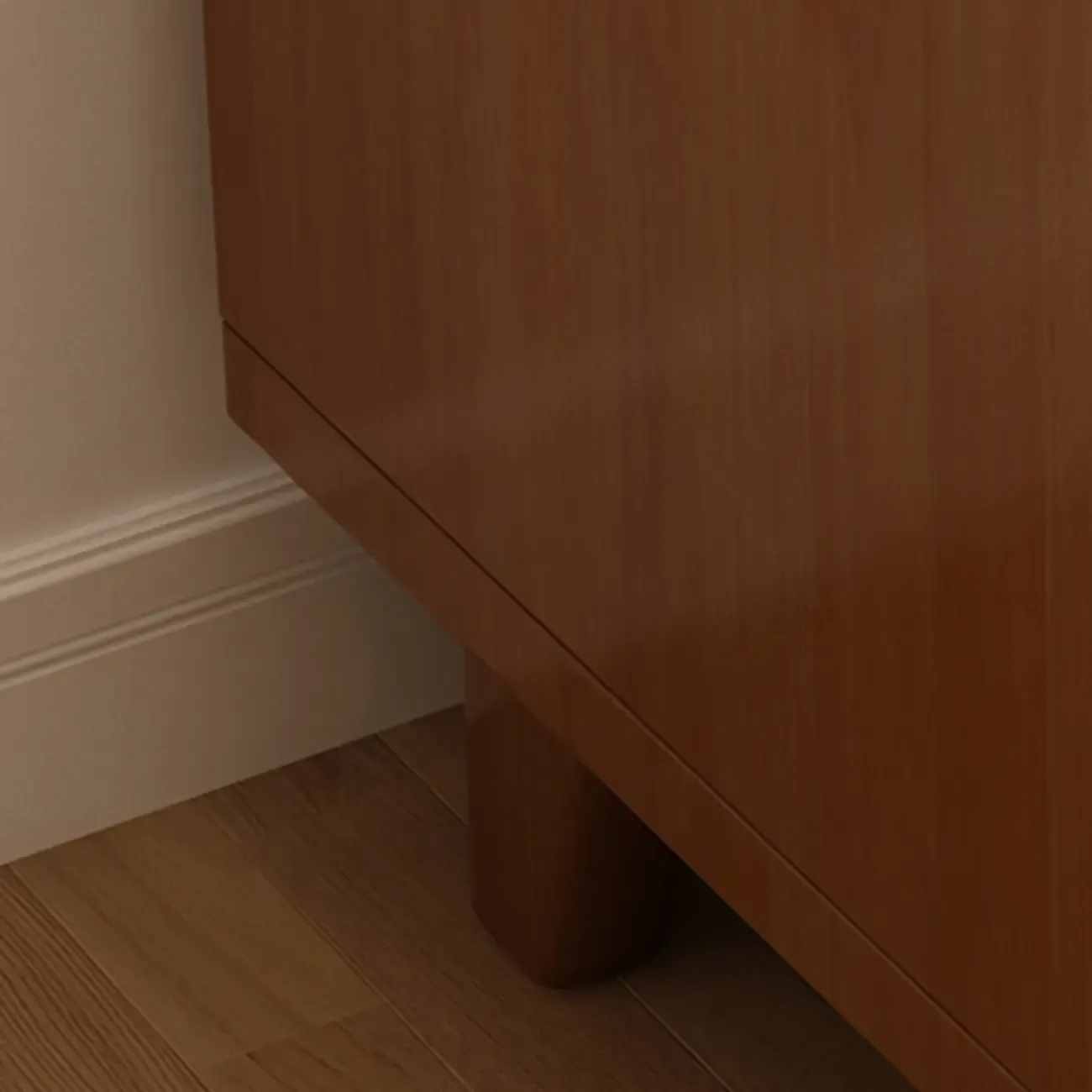 Narrow Small Walnut Wood Nightstand with Shelves