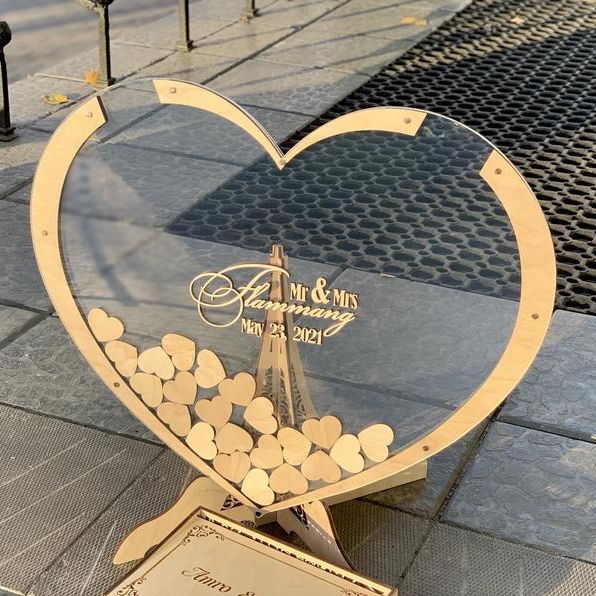 HULIANFU Wedding Guest Book Wedding Guestbook Wedding Drop Box Guestbook Hearts Wedding Guest Book Alternative Transparent Guest Book Wed - Deanwangkt