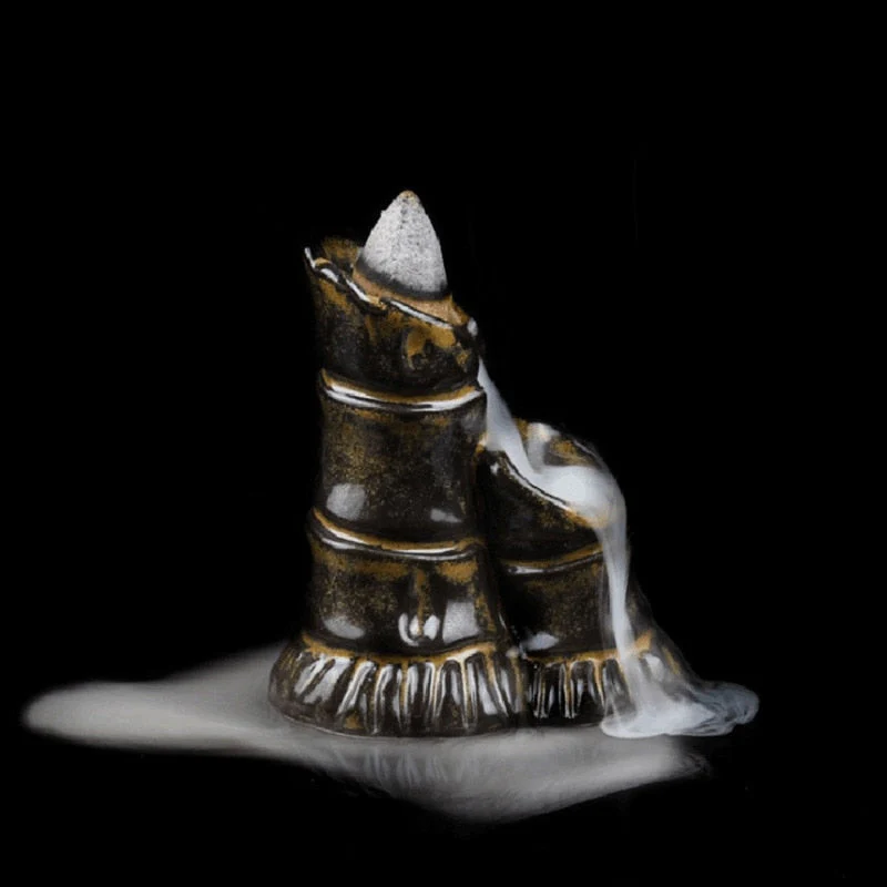 HULIANFU Leaf Tower Incense Ceramic Burner Fragrance Holder Backflow Censer Creative Aromatherapy Smoke Reflux Incense Stick Incense - Deanwangkt