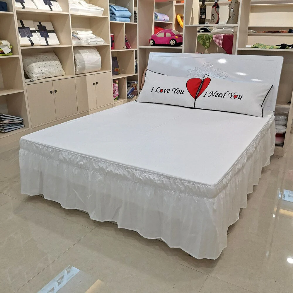 HULIANFU Pleated Bed Skirt Single and Double Dustproof  Cover Surrounding ding Plain Elastic Band  Apron - Deanwangkt