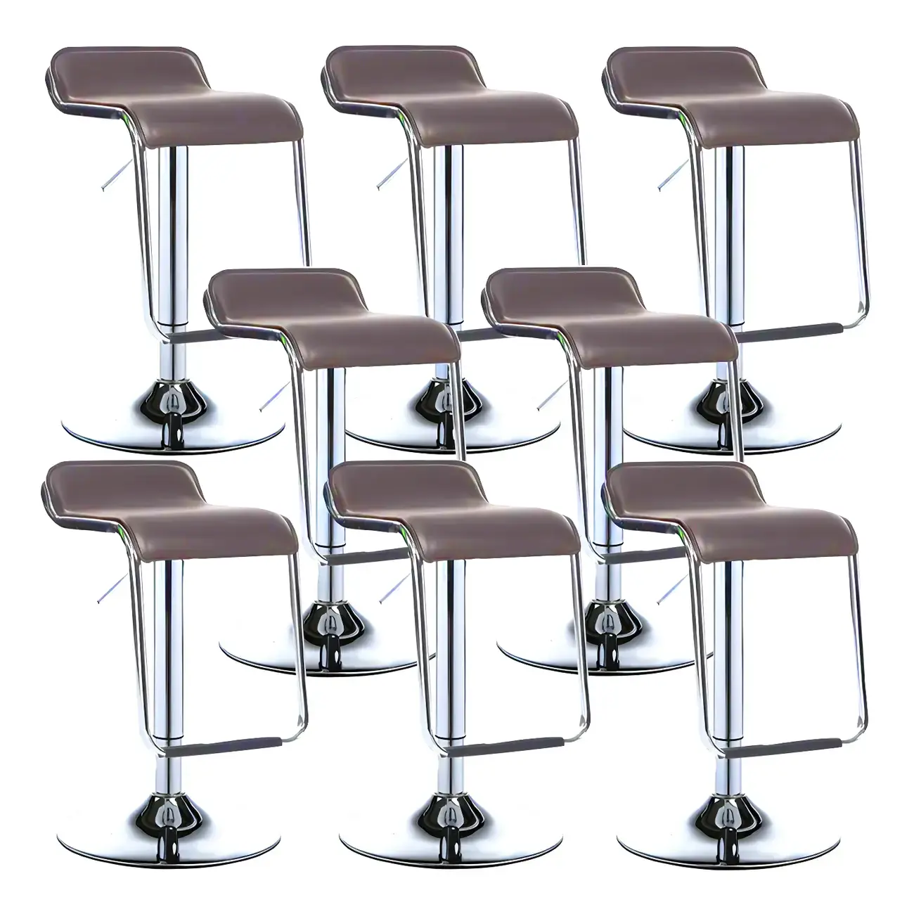 Modern Pedestal Swivel Bar Stool Adjustable Height Low Back Faux Leather