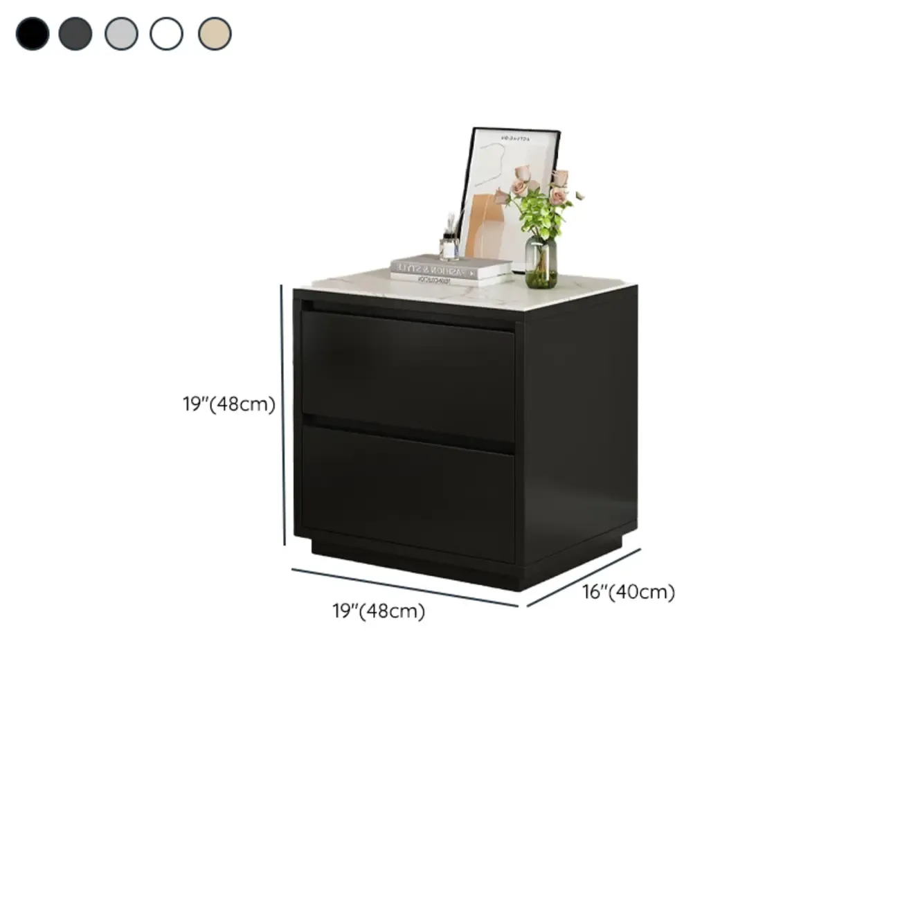 Wood Modern Narrow Two-Drawer Nightstand