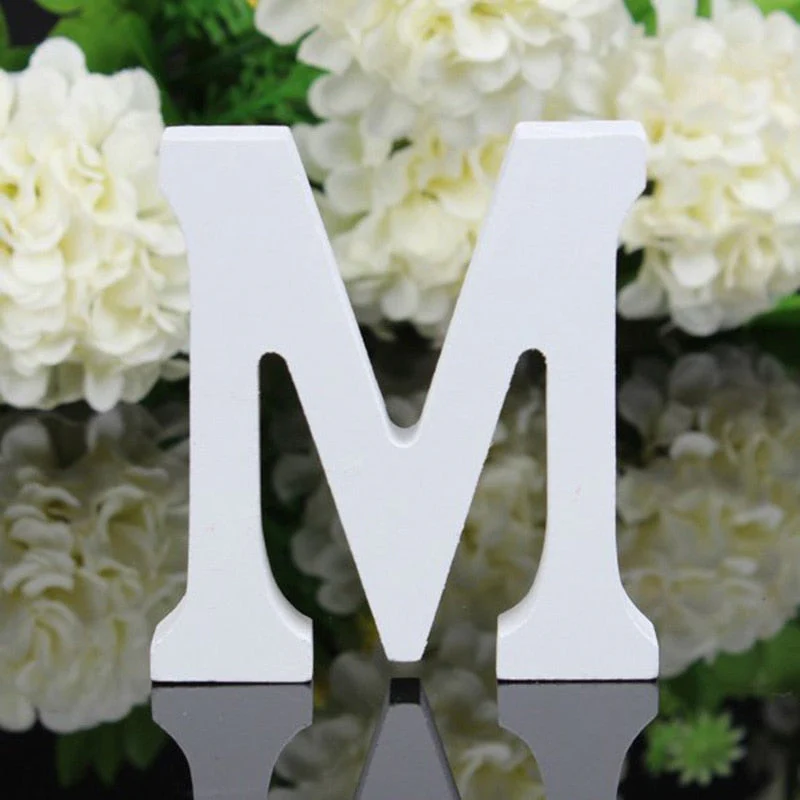 HULIANFU White Wood Letter Alphabet DIY Personalised Name Design Art Crafts Free Standing Xmas Birthday Wedding Party Home Decoration - Deanwangkt