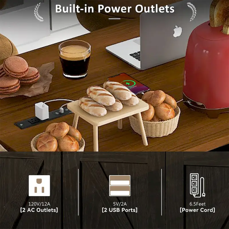 53.5Farmhouse Kitchen Island with Power Outlet