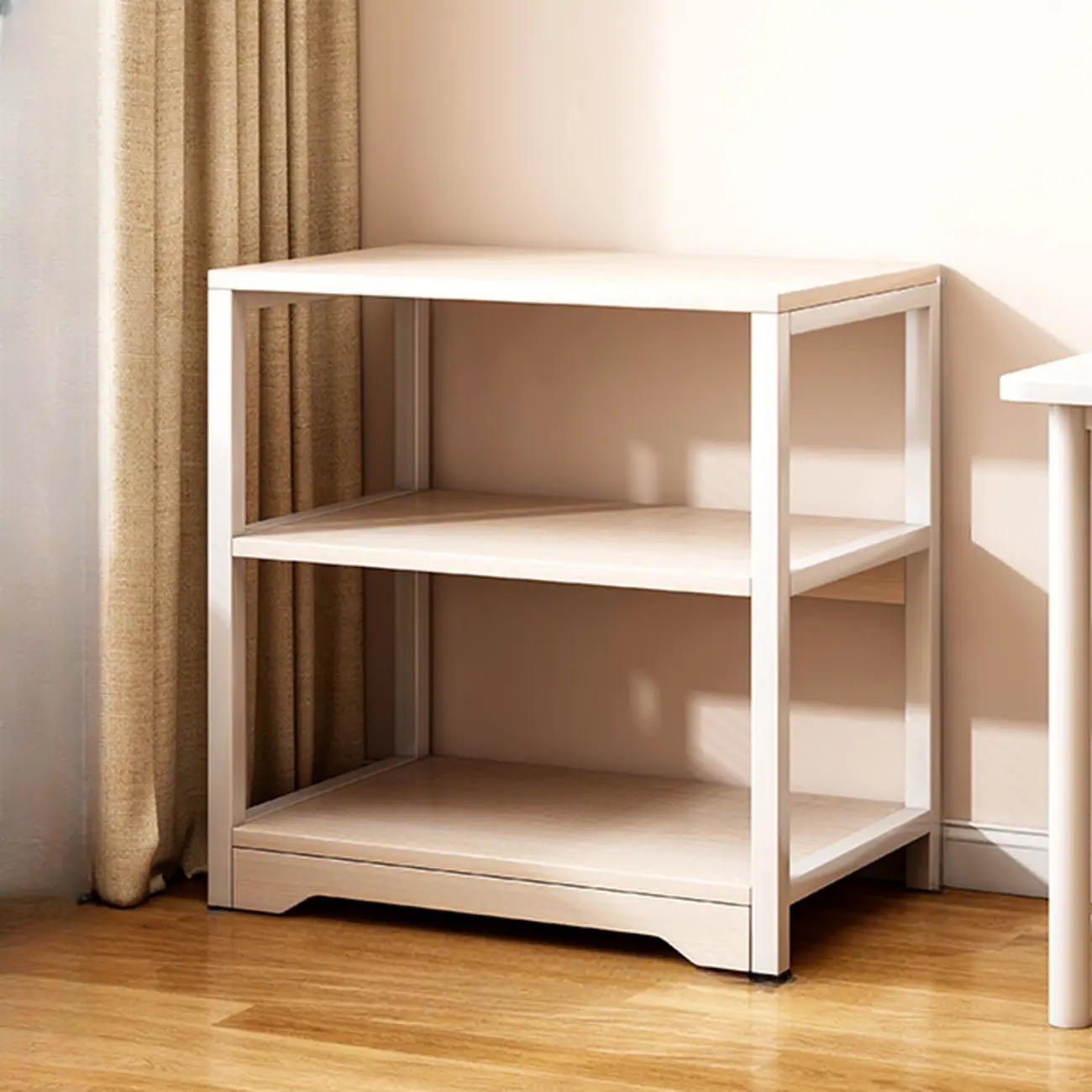 Steel Open Back White Vertical Bookcase with Storage