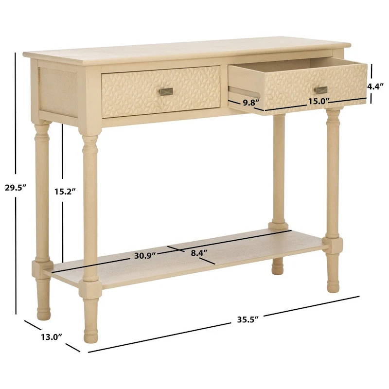 SAFAVIEH Salina 2-Drawer Console Table - 35.5 W x 13 L x 29.5 H - 36Wx13Dx30H