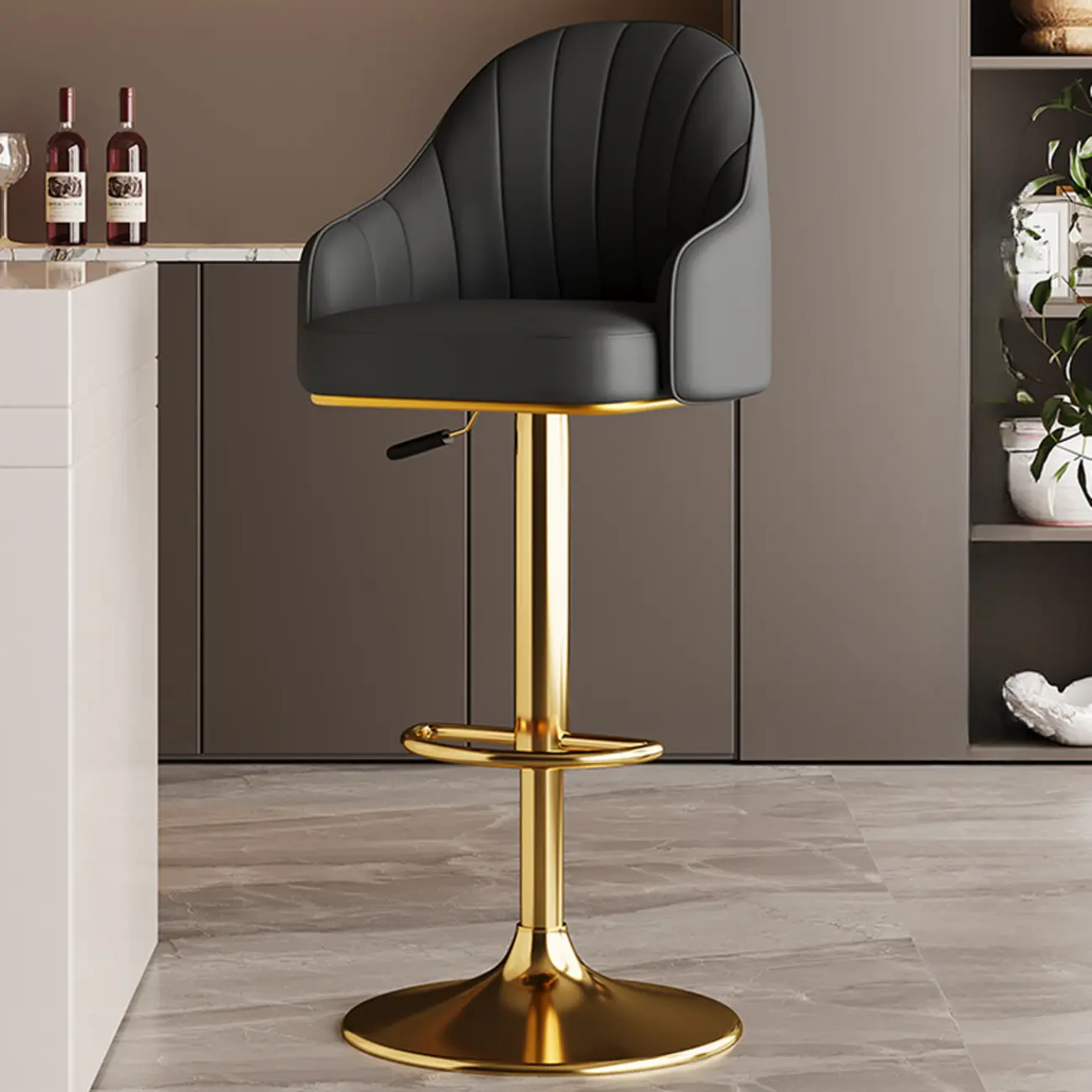 Low Back Adjustable Modern Leather Swivel Bar Stool