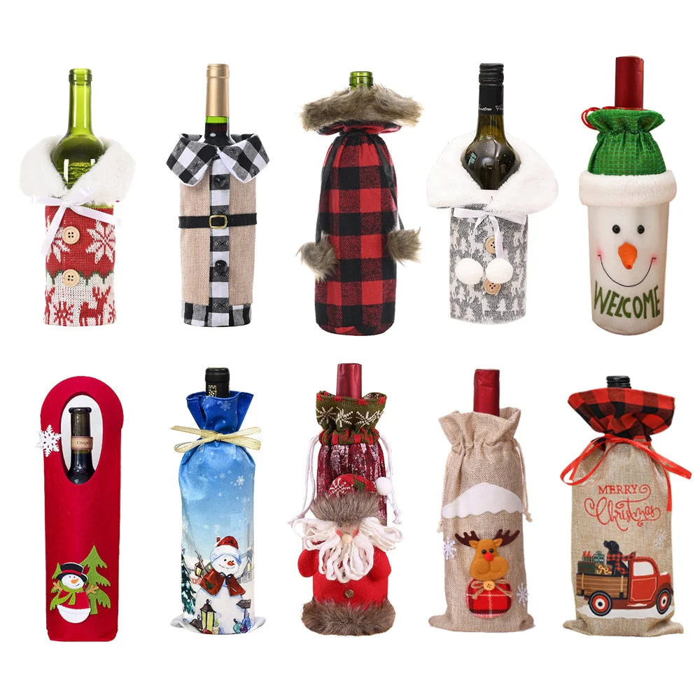 HULIANFU   Xmas Wine Bottle Dust Cover Noel Navidad Christmas Decoration for Home Dinner Decor Christmas Gift Tree Ornament New Year 2026 - Deanwangkt