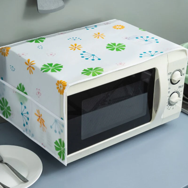 HULIANFU Peva Dustproof Microwave Oven Covers Printed Dust Oil Proofing Covers With Double Pockets Storage Bag Kitchen Accessories - Deanwangkt