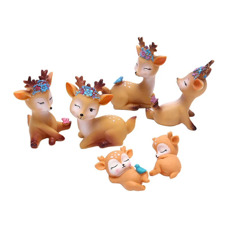 HULIANFU Sika Deer Baking Cake Topper Decoration Miniatures Fairy Garden Ornament Craft - Deanwangkt