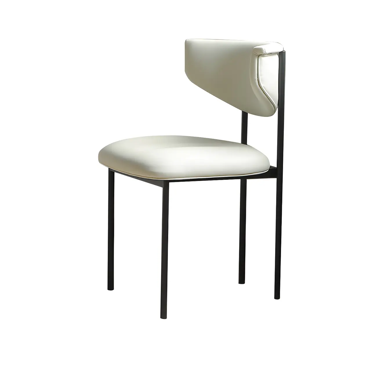 Upholstered Metal Legs Open Back Dining Chair