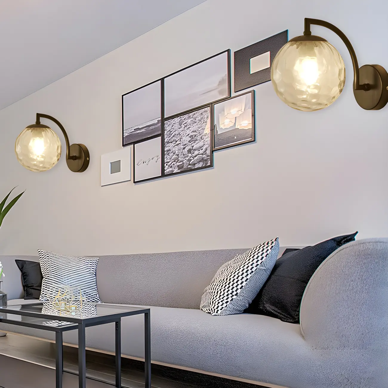 Mini Modern Globe Glass Metal Arc Vanity Wall Light