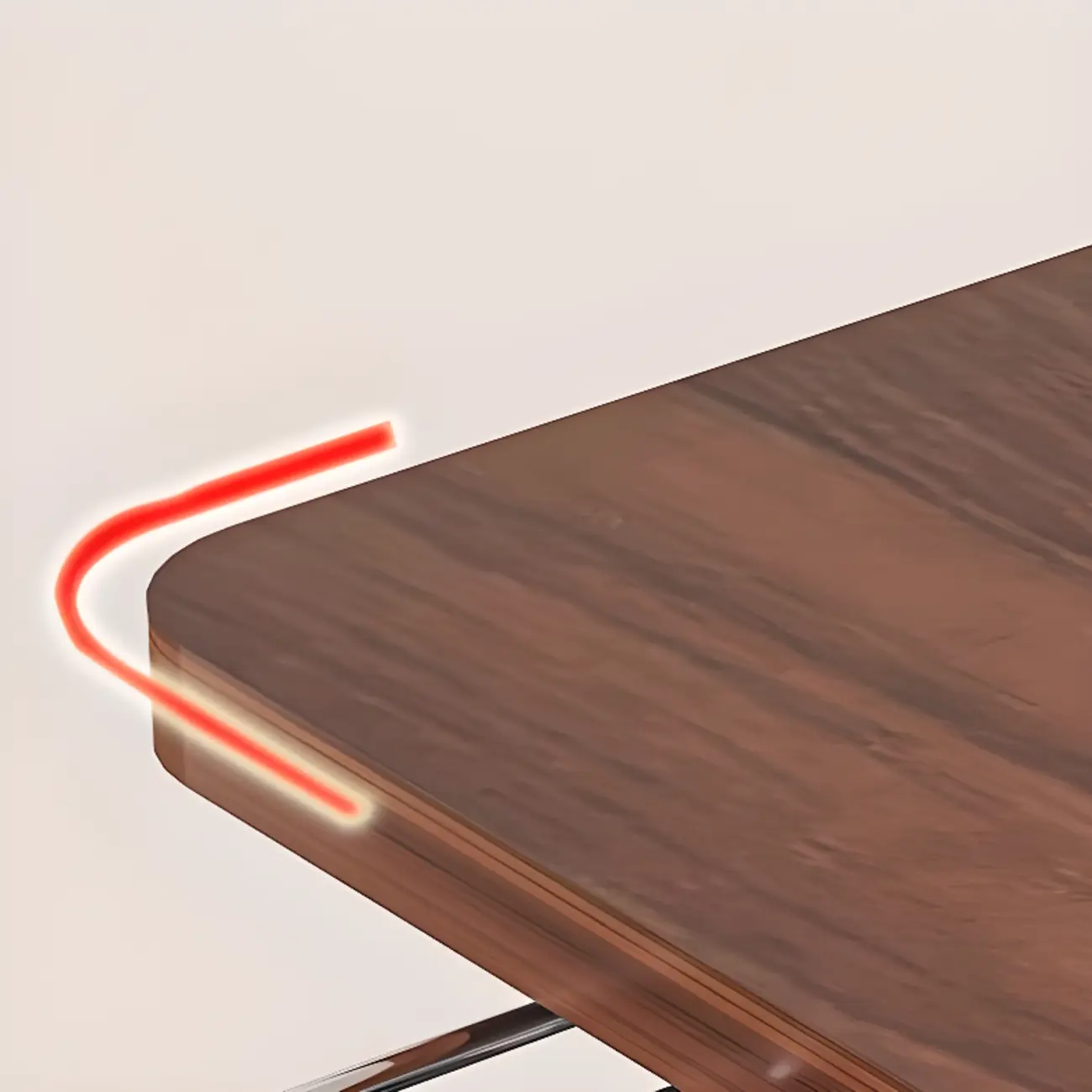 Brown Wood Top C-Shaped Sofa Side Table with Wheels