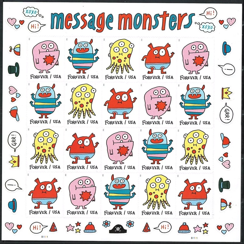 Message Monsters 2021, (Sheet of 20) - TWENTYSTAMPS